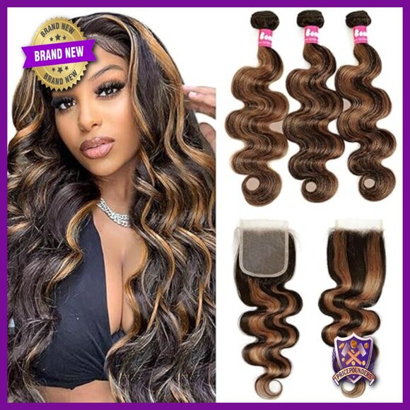 Body Wave Human Hair Extensions 3 Bundles with 4x4 Lace Closure main image 6